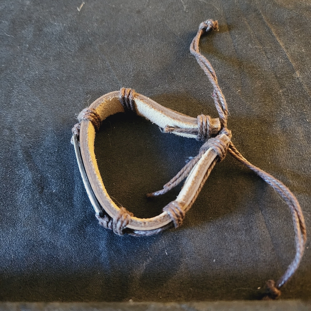 Handmade Leather Faith Bracelet - Picture 2 of 2